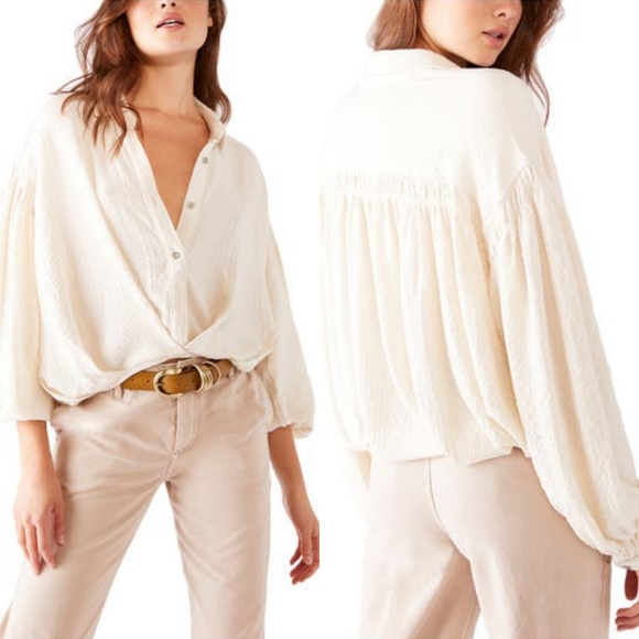 Free People Tops - NWT Free People Texture Weave Button Shirt